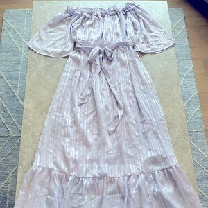 Lilac Off-Shoulder Ruffle Hem Dress